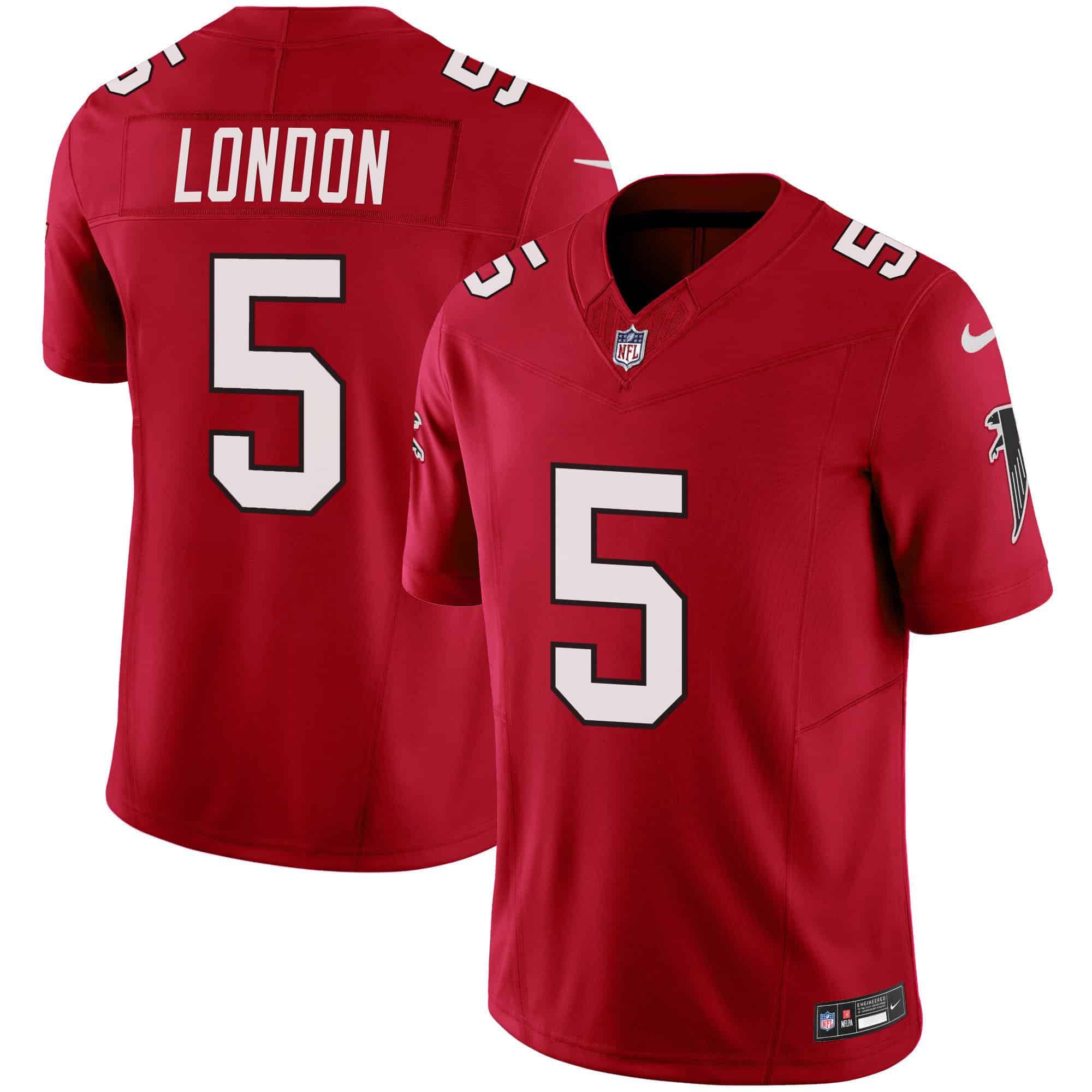 Men Atlanta Falcons #5 London Red 2024 Nike Vapor Limited NFL Jersey